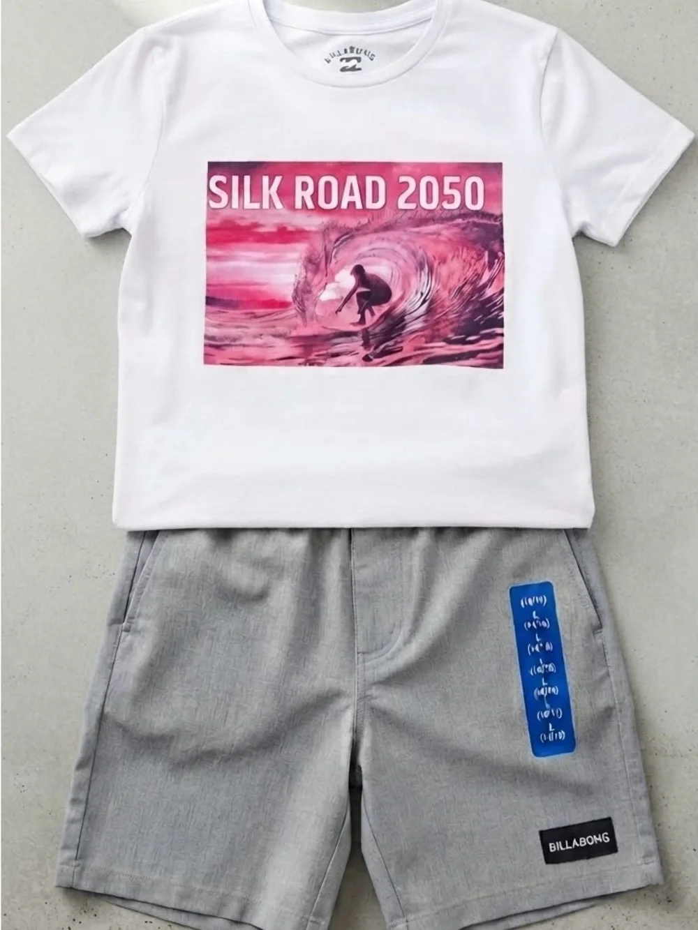 Billabong Kids White Tee with Pink Surf Graphic